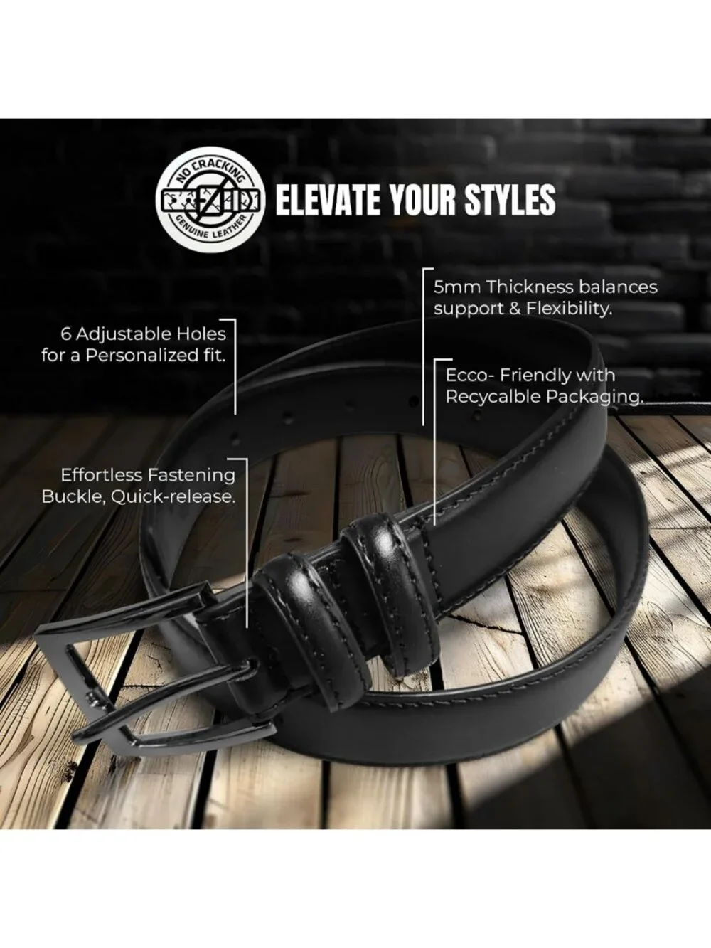 Genuine Leather Dress Belt for Men, Casual Style, Perfect Gift Boxed Accessory